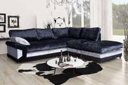 Get Beautiful Vargas Crushed Velvet Corner Sofa Formal Back